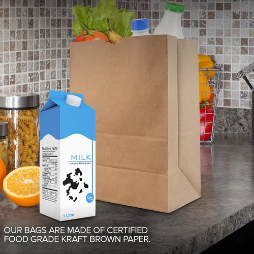 Vista 6 de Stock Your Home Bolsas de papel kraft marrón de 52 libras (50 unidades) – Bolsas de comestibles grandes a granel para compras