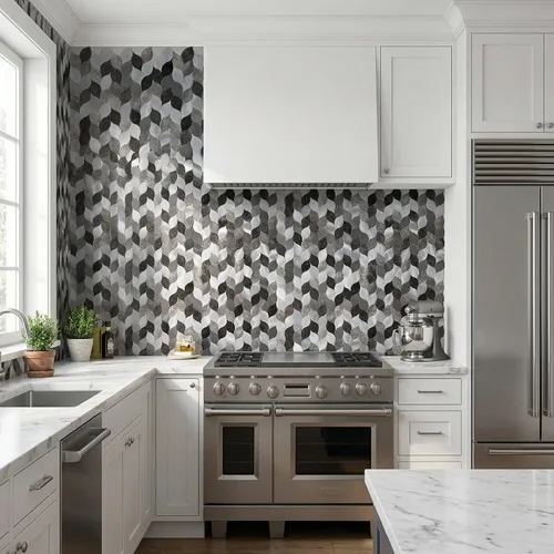 Vista 7 de 7 hojas de azulejo adhesivo para salpicaduras de cocina, azulejo de mosaico autoadhesivo, azulejo adhesivo para tocadores de baño, decoración