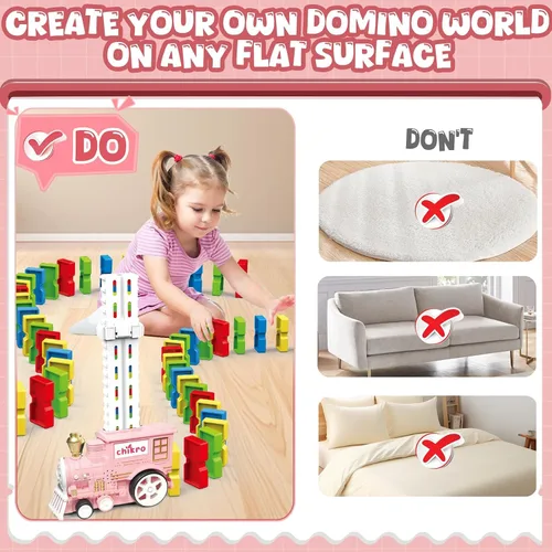 Vista 4 de Juegos de Juguetes de Tren de Dominó para Niños - Tren Modelo Automatizado que Coloca Dominós para Niños Pequeños de 3-4 Años Juguetes Montessori