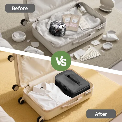 Vista 3 de Bolsa de viaje para herramientas para el cabello con almohadilla resistente al calor, funda de transporte de viaje de doble capa para alisador