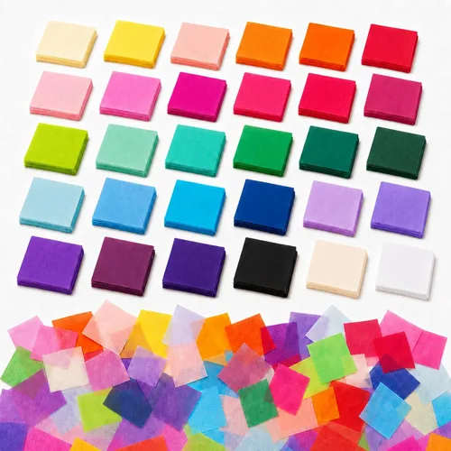 Vista 8 de Jyongmer 10800 piezas de papel de seda multicolor cuadrados, papel de seda de 2 pulgadas de colores para manualidades, papeles de seda arco iris