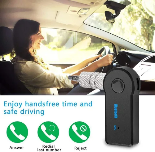 Vista 2 de Adaptador AUX Bluetooth para coche, receptor de audio inalámbrico portátil kits de coche manos libres con AUX 3.5mm