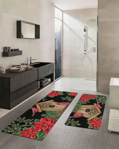 Vista 2 de Tapete de baño de Navidad para bañera, antideslizante, de secado rápido y absorbente, tierra de diatomeas, fregadero, dormitorio, cocina, tapete