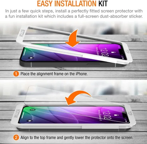 Vista 5 de Trianium Protector de pantalla de vidrio templado diseñado para Apple iPhone 13 (2021) /iPhone 13 Pro (2021), paquete de 3