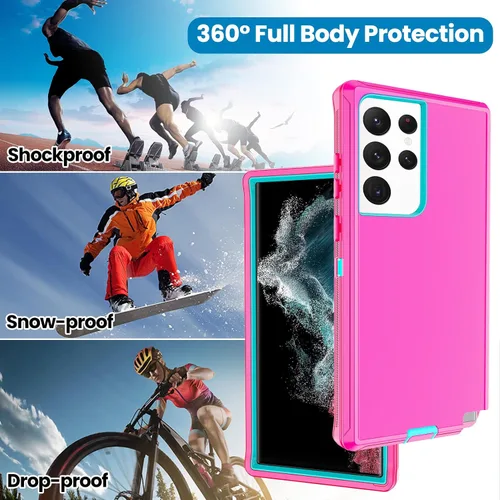 Vista 6 de Funda para Samsung Galaxy S22 Ultra con 2 protectores de pantalla, cuerpo completo, resistente, a prueba de golpes, a prueba de caídas, funda