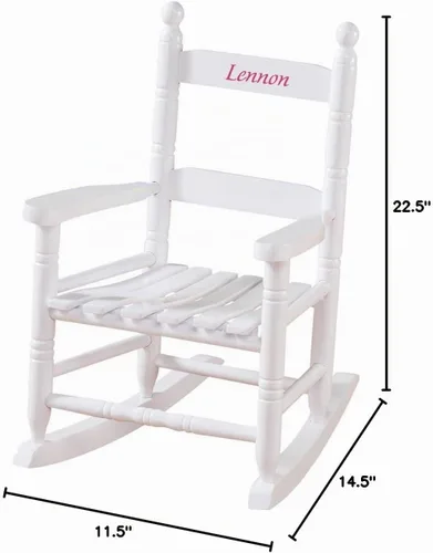 Vista 3 de Miles Kimball Custom Childs White Rocker - Fuente Rosa Pink Fuentes