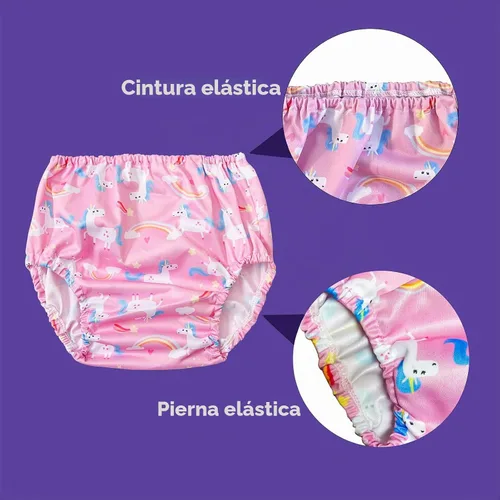 Vista 5 de BISENKID Funda de pañales impermeable para pantalones de plástico para niños pequeños, buena ropa interior de plástico elástica para niñas pequeñas