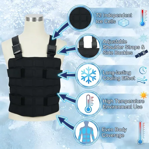 Vista 6 de Ice Cooling Vest Neck Cooler for Hot Weather, Reusable Ice Pack Vest with Adjustable Straps, Cold Ice Jacket for Men & Women