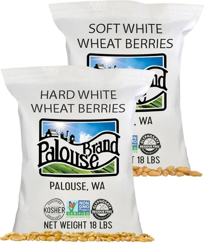 Vista 16 de Marca Palouse Certificada Libre de Residuos de Glifosato Grano de Trigo Duro Blanco 15 Libras Paquete de 3 Cultivado por una Familia