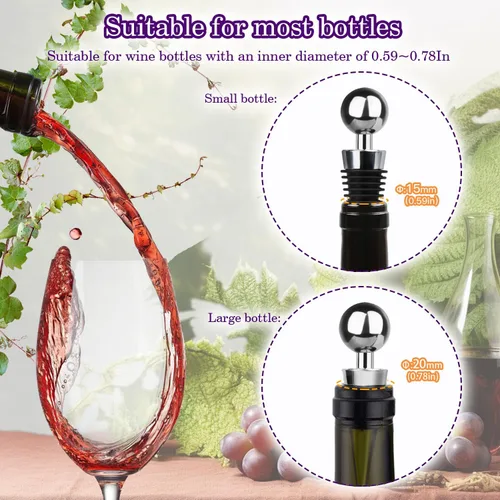 Vista 4 de Tapón para botella de vino, 3 unidades, tapón de silicona al vacío, tapón de vino reutilizable utilizado para bares, fiestas de vacaciones, mantiene