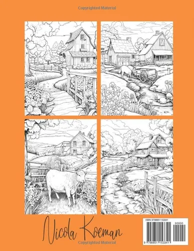 Vista 2 de Rural Landscapes Coloring Book For Adults Immerse Yourself in the Tranquil Beauty of Countryside Landscapes Through Intricate Coloring Designs 50