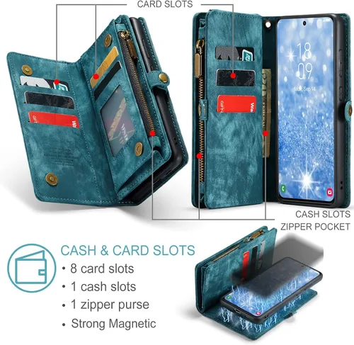 Vista 3 de Asuwish Funda de teléfono para Samsung Galaxy S23 5G con cremallera, funda desmontable con protector de pantalla de vidrio templado y tarjetero