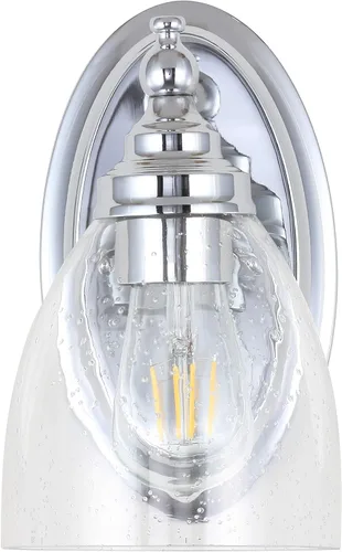 Vista 7 de JONATHAN Y Lámpara de pared LED cromada de 5.5 pulgadas, cableado para baño, pantalla de vidrio transparente con semillas, iluminación de pasillo