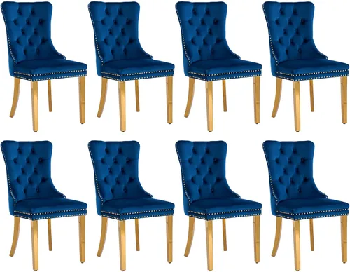 Vista 156 de SoarFlash Juego de 2 sillas de comedor de terciopelo, silla lateral de respaldo alto, silla lateral moderna tapizada de alta gama con botones Beige
