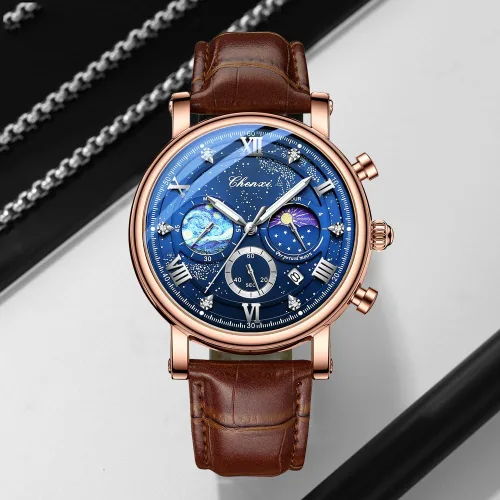 Vista 5 de FANMIS Reloj analógico deportivo militar multifuncional clásico para hombre, vestido de negocios, impermeable, cronógrafo luminoso, cielo