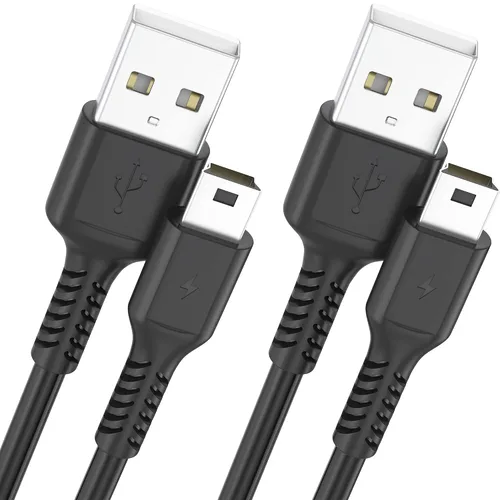 Vista 7 de Cable mini USB de 3 pies, USB 2.0 estándar a Mini B macho, cable de carga USB Mini a USB duradero compatible con controlador PS3, reproductor