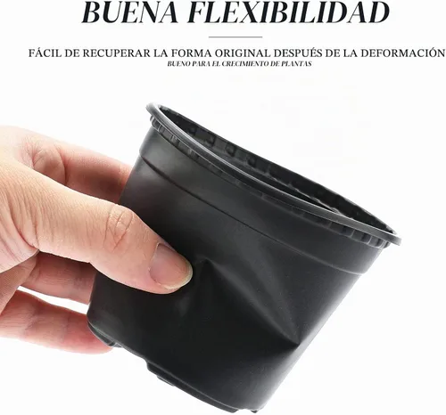 Vista 4 de KINGLAKE 100 piezas de macetas de plástico de 10 cm para plantas negras