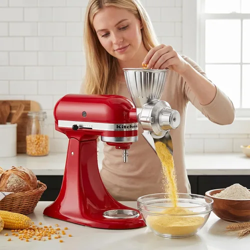 Vista 2 de GVODE Accesorio para molino de granos para batidora de pie KitchenAid, molino de harina de 9 niveles de molienda para KitchenAid, apto para moler