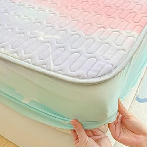 Vista 4 de FCLDESHOP Comfort Hotel - Sábana bajera ajustable de bolsillo profundo, juego de sábanas bajeras y fundas de almohada de seda de hielo de látex