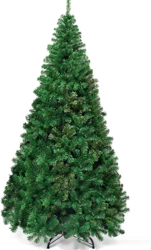Vista 13 de Goplus Árbol de Navidad negro sin luz de 6 pies, árbol de Halloween artificial con 1036 puntas de rama, soporte de metal, árbol completo de Navidad