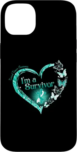 Vista 15 de Teal Ribbon Butterfly Cervical Cancer I'm A Survivor Case for iPhone 17