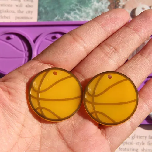 Vista 6 de Molde de resina de pelota deportiva, molde de silicona para joyería, aretes, manualidades, llavero de silicona, colgante de llavero de resina epoxi