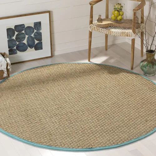 Vista 110 de SAFAVIEH Natural Fiber Collection NF114A - Alfombra de pasillo de hierba marina con patrón de tejido de cesta y borde, de 2 pies 6 pulgadas x 16