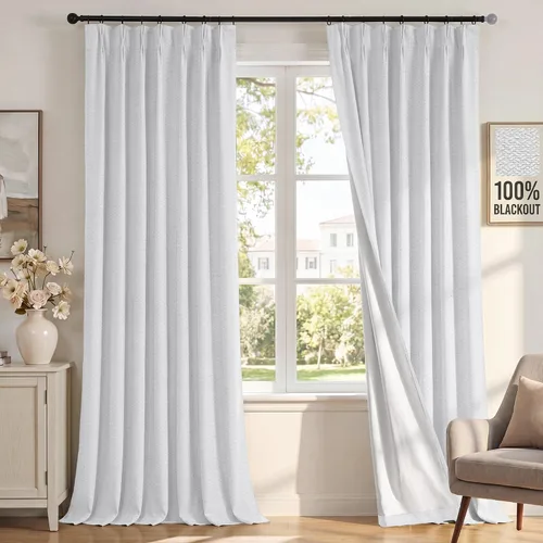 Vista 10 de H.VERSAILTEX Cortinas 100% de opacidad para dormitorio, cortinas plisadas para sala de estar, cortinas opacas con aislamiento térmico entrenadas