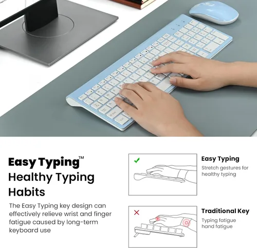 Vista 7 de Cimetech - Juego de teclado y mouse inalámbricos compacto de tamaño completo 2.4G, diseño ultradelgado y elegante para Windows, computadora