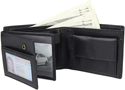 Vista 3 de BDYLSF - Cartera de negocios de cuero suave con múltiples tarjetas de gran capacidad y clip corto para billetes