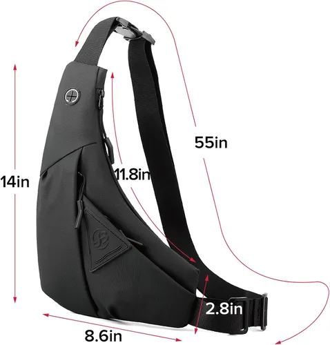 Vista 3 de Maymooner Bolso bandolera pequeño para hombres y mujeres, ligero, antirrobo, una correa, bolso casual para el pecho, mochila delgada