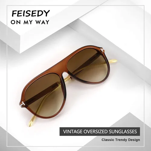 Vista 6 de FEISEDY Gafas de sol retro estilo piloto de los años 70 de gran tamaño clásicas fantásticamente vintage redondas para mujeres y hombres B2778