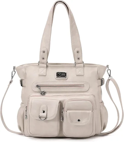 Vista 8 de KL928 Bolsos grandes para mujer, bolso de hombro, bolso de mano, elegantes bolsos Hobo de cuero vegano para señoras, A-Negro-4 01-gris carbón