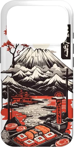 Vista 30 de Aesthetic Sushi Design Vintage Colour Woodcut Ukiyo-E Style Case for iPhone 16