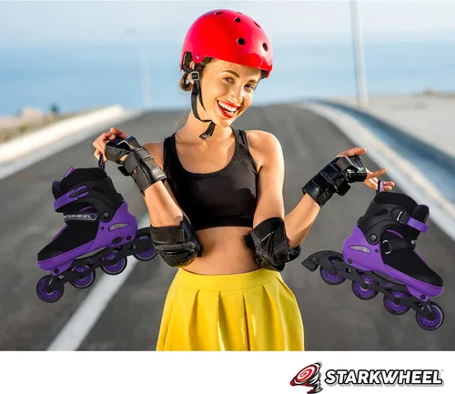 Vista 3 de Patines en línea ajustables para niños, adultos y adolescentes, ruedas de patinaje con luz completa, patines para exteriores para hombres y mujeres