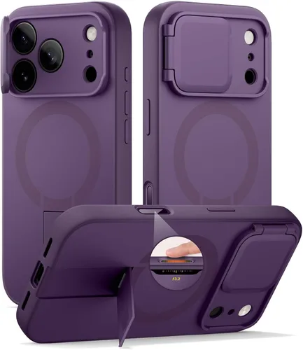Vista 17 de SURITCH Funda para iPhone Air con cubierta de control de cámara, funda deslizante para cámara y soporte ajustable, compatible con MagSafe, a prueba
