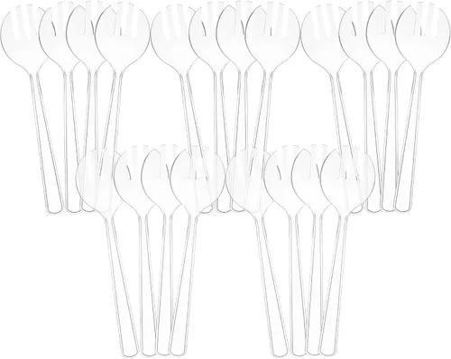 Vista 10 de Juego de 8 – 10 cucharas de plástico transparente para servir para eventos, reutilizables o desechables