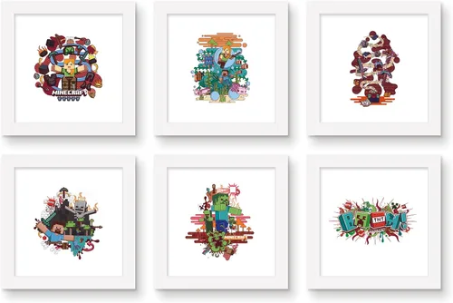 Vista 7 de Trends International Gallery Pops Minecraft - Paquete de arte de pared Funtage Explore (paquete de 6)