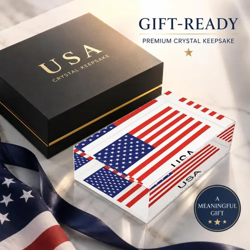 Vista 8 de Infusion Pisapapeles rectangular de cristal con la bandera de Estados Unidos