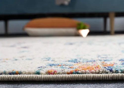 Vista 3 de SAFAVIEH Madison Collection - Alfombra decorativa de 2 pies 2 pulgadas x 4 pies, color crema y naranja, diseño abstracto moderno, no desprende