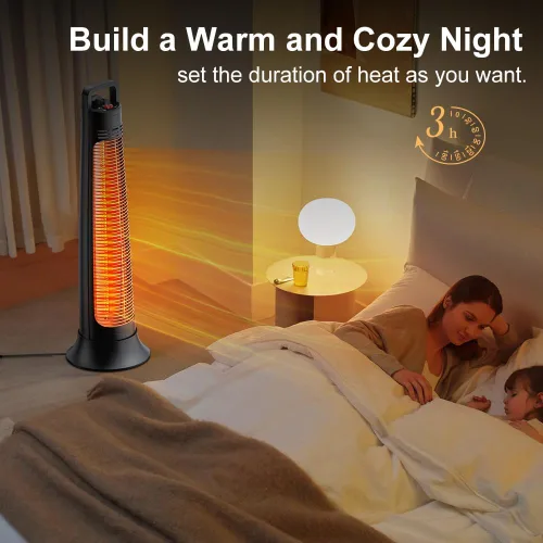 Vista 5 de FLOWBREEZE Calentador eléctrico para patio, calentador portátil para exteriores, 1200 W, calefacción instantánea 3S, calentador infrarrojo