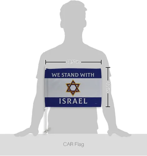 Vista 2 de We Stand with Israel Decoraciones Bandera de Israelí para Carros para Ventana de Automóviles Soporte Clip Pequeño Cartel de 12 x 18 pulgadas, Tapiz