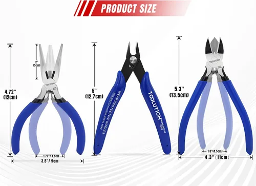 Vista 2 de 3-Piece Pliers Set - 5 Inch Flush & Wire Cutters & Needle Nose Pliers