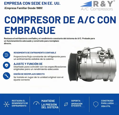 Vista 2 de RYC Compresor de aire acondicionado automotriz y embrague de A/C GG389