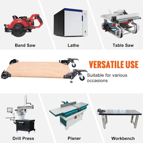 Vista 6 de VEVOR Base móvil, capacidad de peso de 400 libras, ajustable de 9.5 x 9.5 pulgadas a infinito, soporte de base móvil universal resistente con ruedas