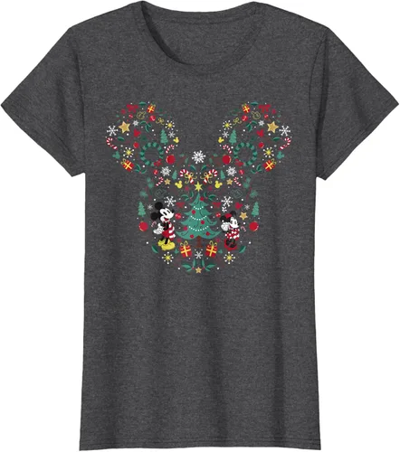 Vista 3 de Disney Mickey y Minnie Mashup Navideño Camiseta de Manga Corta Negro