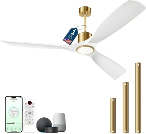 Vista 14 de Ventilador de techo inteligente de 52 pulgadas con luces, ventilador de techo para exteriores compatible con Alexa/aplicación/control remoto, motor