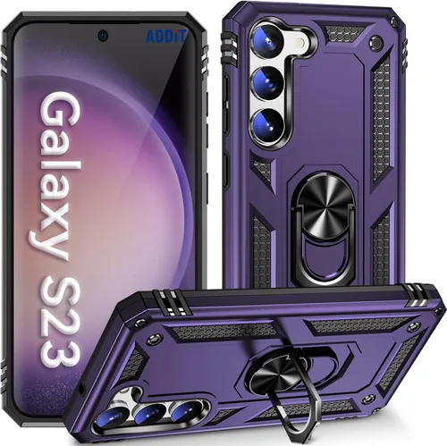 Vista 14 de ADDIT Funda S23 para Samsung Galaxy S23 de 6.1 pulgadas, con anillo de soporte, soporte ajustable, grado militar, protección resistente, a prueba