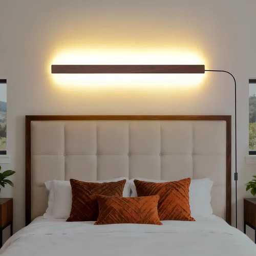 Vista 10 de KELUOLY Apliques de pared modernos enchufables, 23.6 pulgadas, luces LED de pared largas negras esmeriladas, lámpara de pared acrílica de 12 W Negro