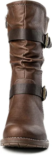 Vista 4 de GLOBALWIN - Botas de vestir a media pantorrilla para mujer, botas de motociclista para mujer